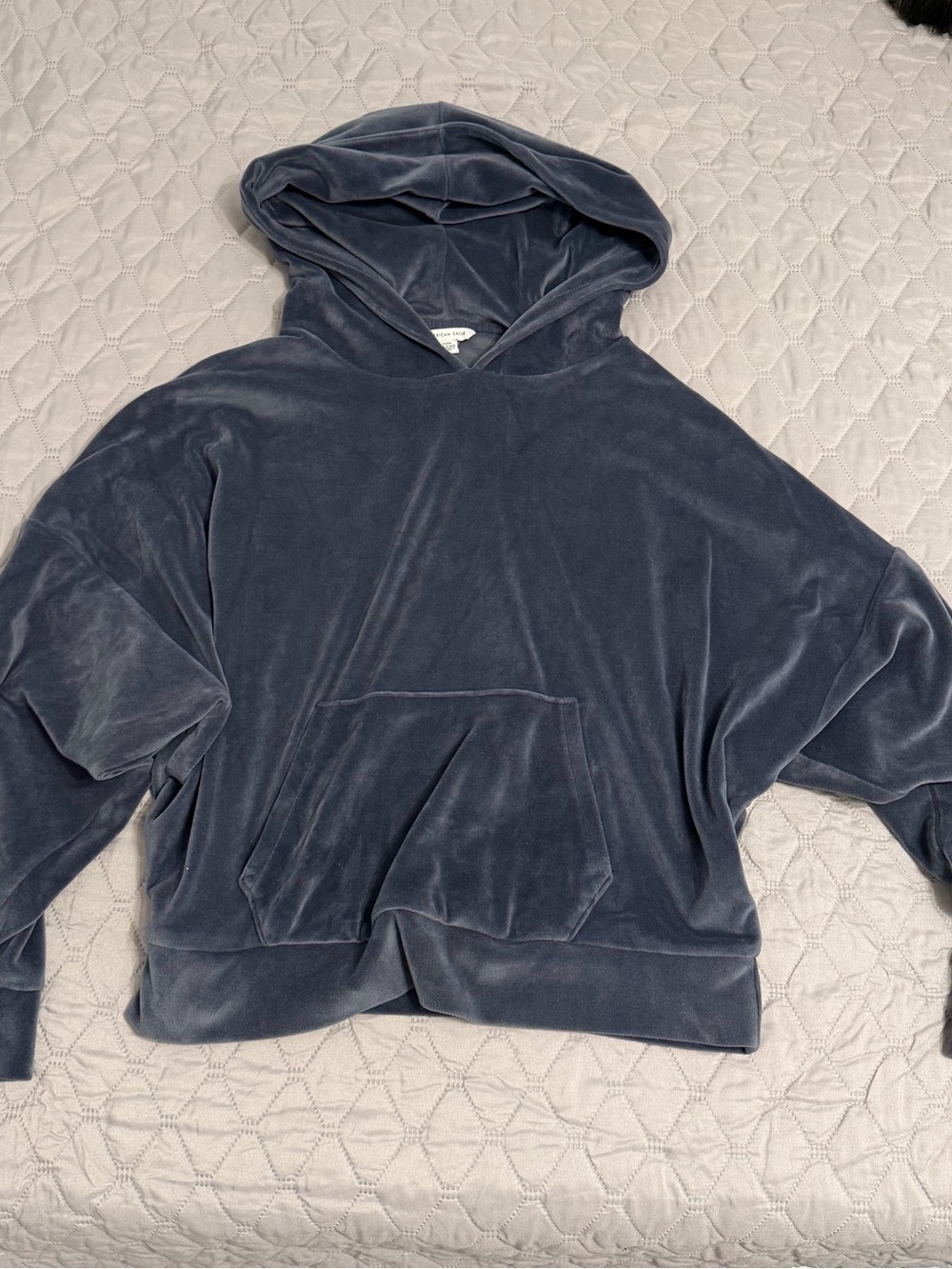 American Eagle Women’s Velvet Hooded Pullover Slate Blue - Size M
